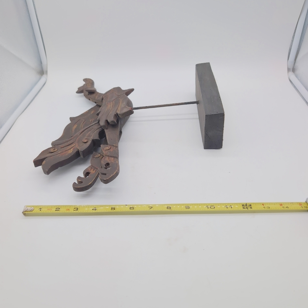 Thailand Carved Dragon/ Phoenix Flying Dewi Sculpture - Picture 6 of 6